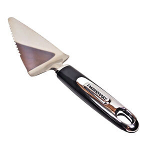 Faberware Chrome and Black Pizza Cake Pie Server Serrated Edge Hanging Hook